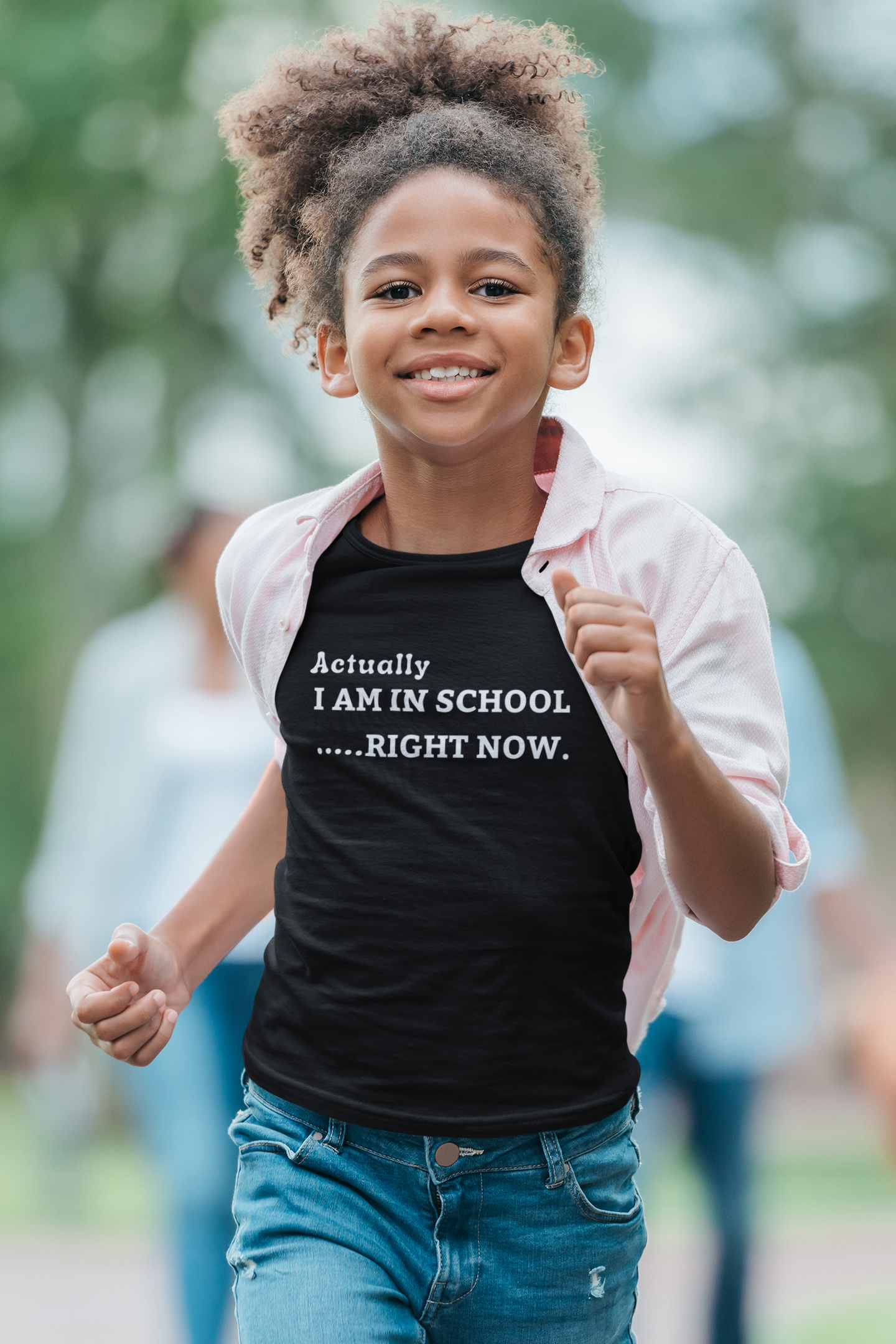 "Actually I Am in School" Certified Organic Short Sleeve Youth Shirt