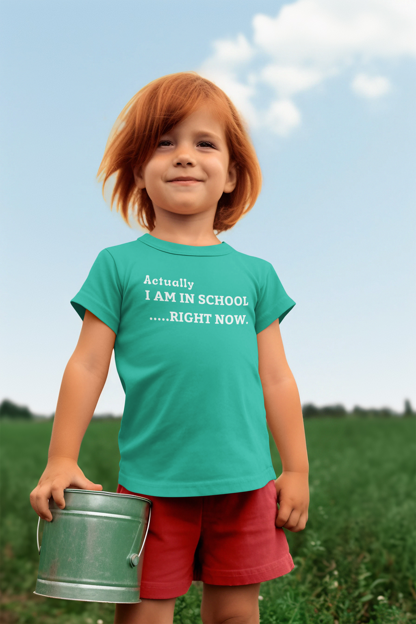 "Actually I Am in School" Certified Organic Short Sleeve Youth Shirt