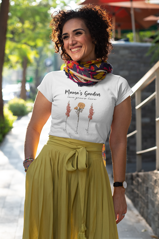 Custom Birth Flowers "Mama's Garden" Certified Organic Short Sleeve Shirt