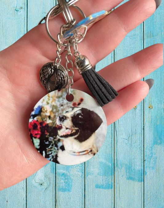 2-Sided Custom Photo Keychain with Tassel