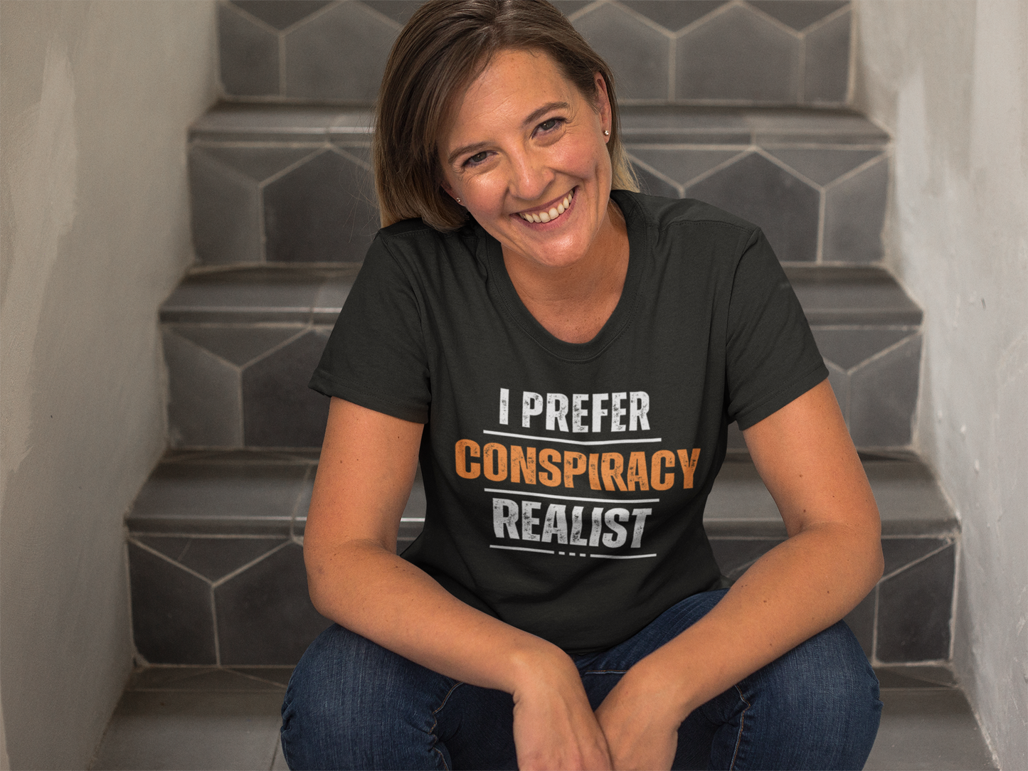 "I Prefer Conspiracy Realist" black unisex triblend t-shirt