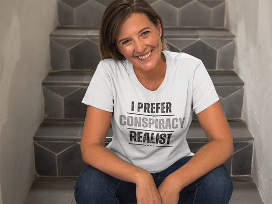 "I Prefer Conspiracy Realist" white unisex triblend t-shirt