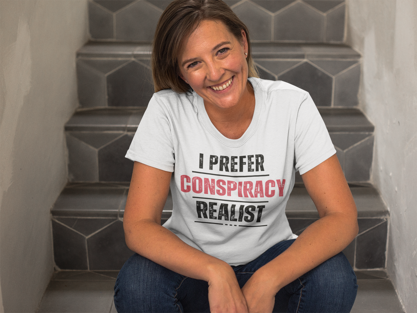 "I Prefer Conspiracy Realist" white unisex triblend t-shirt