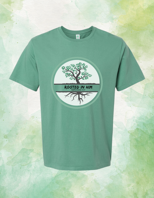 "Rooted in Him" Certified Organic Short Sleeve Shirt